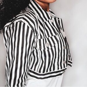 Cropped Striped Jacket by Favlux - Size Large - NWT